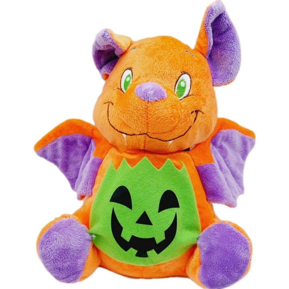 Kellytoy Plush Halloween Bat Orange Purple Green 10"